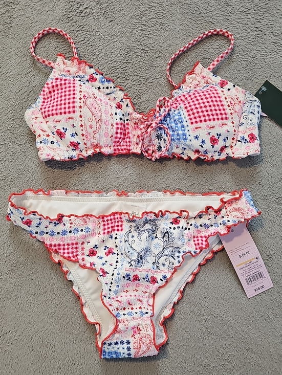 wild fable Other - Wild Fable Women's S Pink & Blue Patchwork Textured Bikini Set